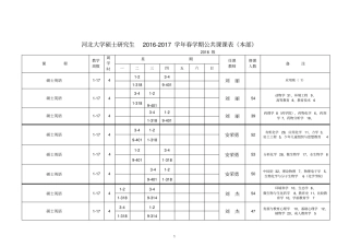 河北大学硕士研究生2012017学年春学期公共课课表本部