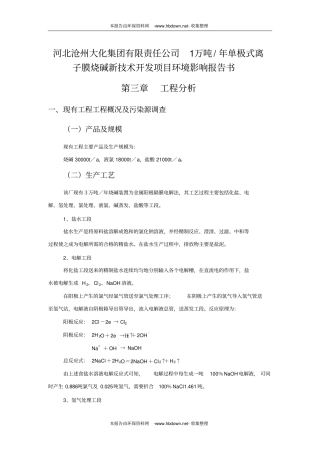 河北沧州大化集团有限责任公司1万吨年单极式离子膜烧碱新技术开发项目环境影响评价报告