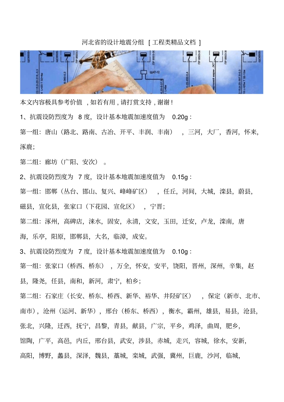 河北的设计地震分组工程类精品文档_第1页