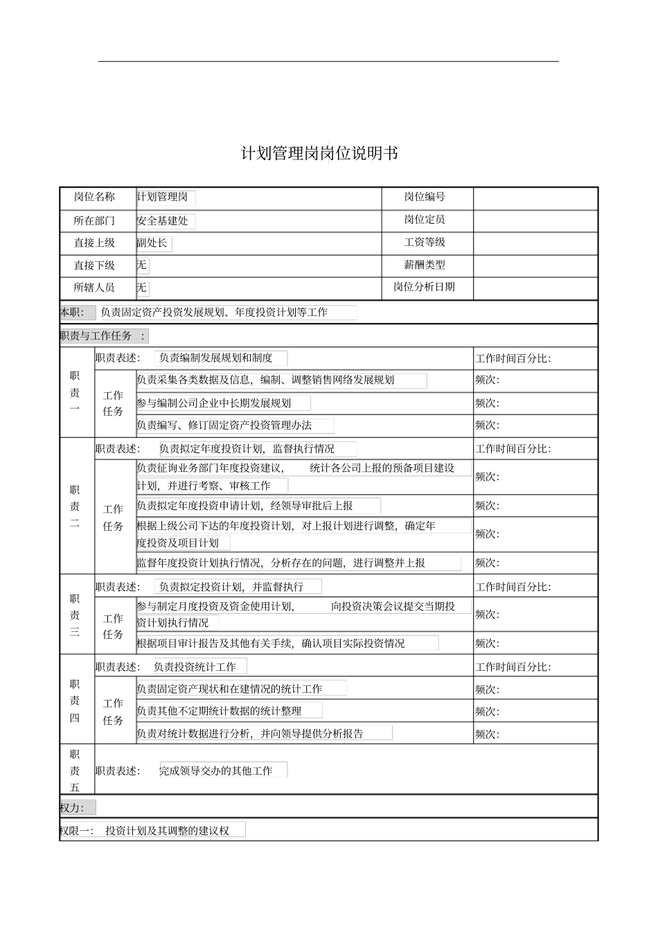 河北石油分公司计划管理岗位说明书_第1页