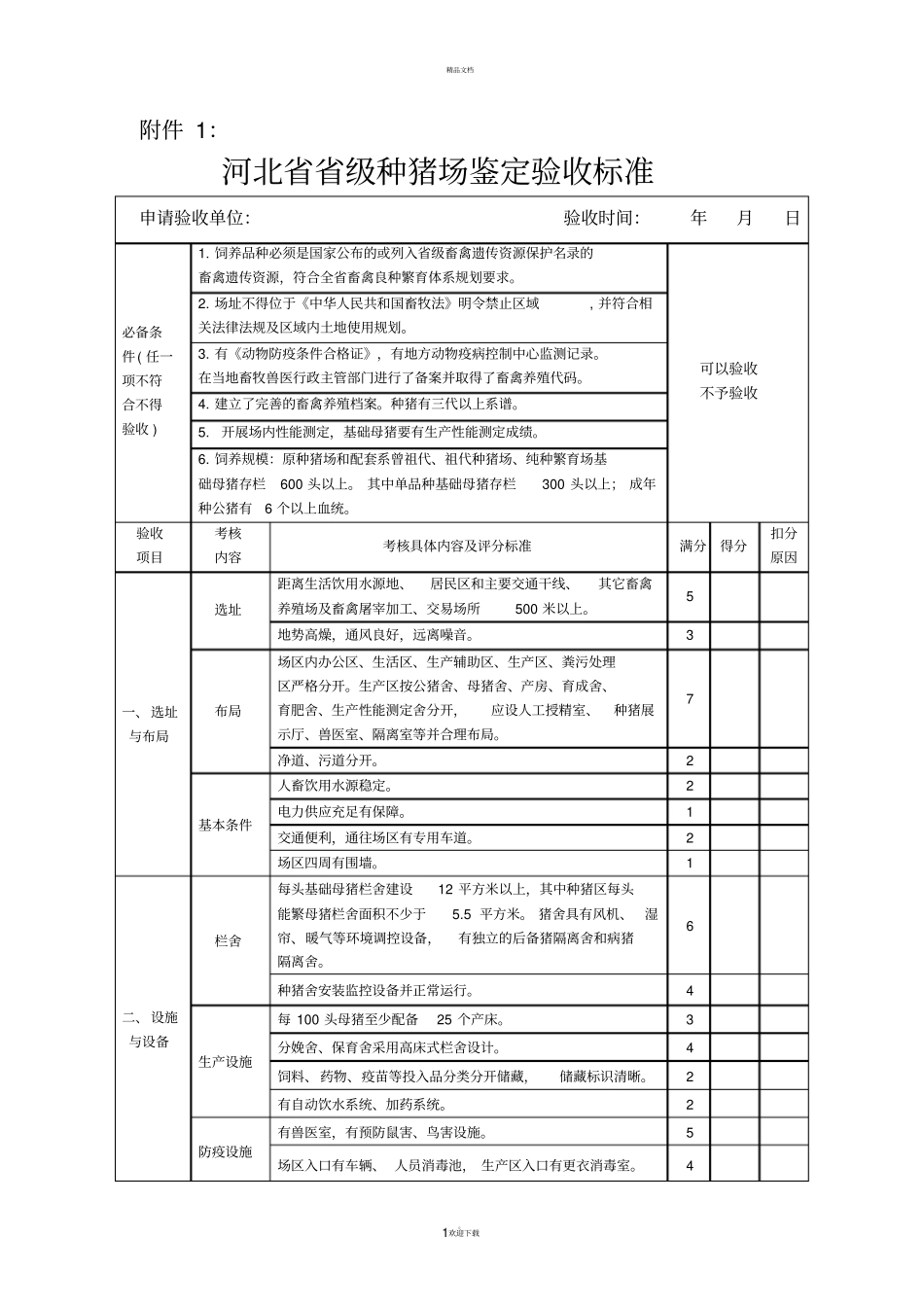 河北级种猪场鉴定验收标准_第1页
