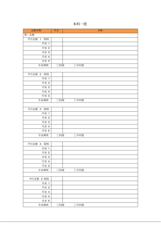河南2018年普通高校招生网上志愿填报模拟演练志愿草表_本科一批