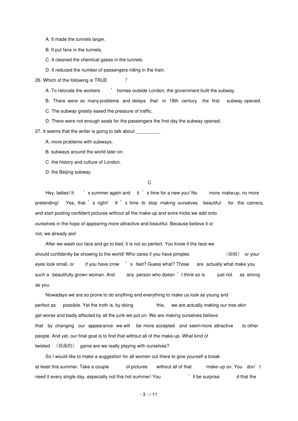 河南林州第一中学2018_2019学年高二英语上学期开学考试试题_第3页