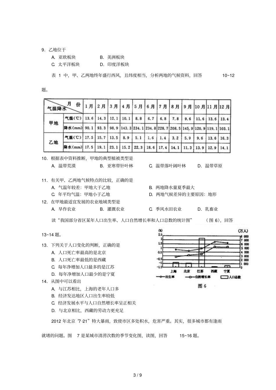 河南洛阳地理试题_第3页