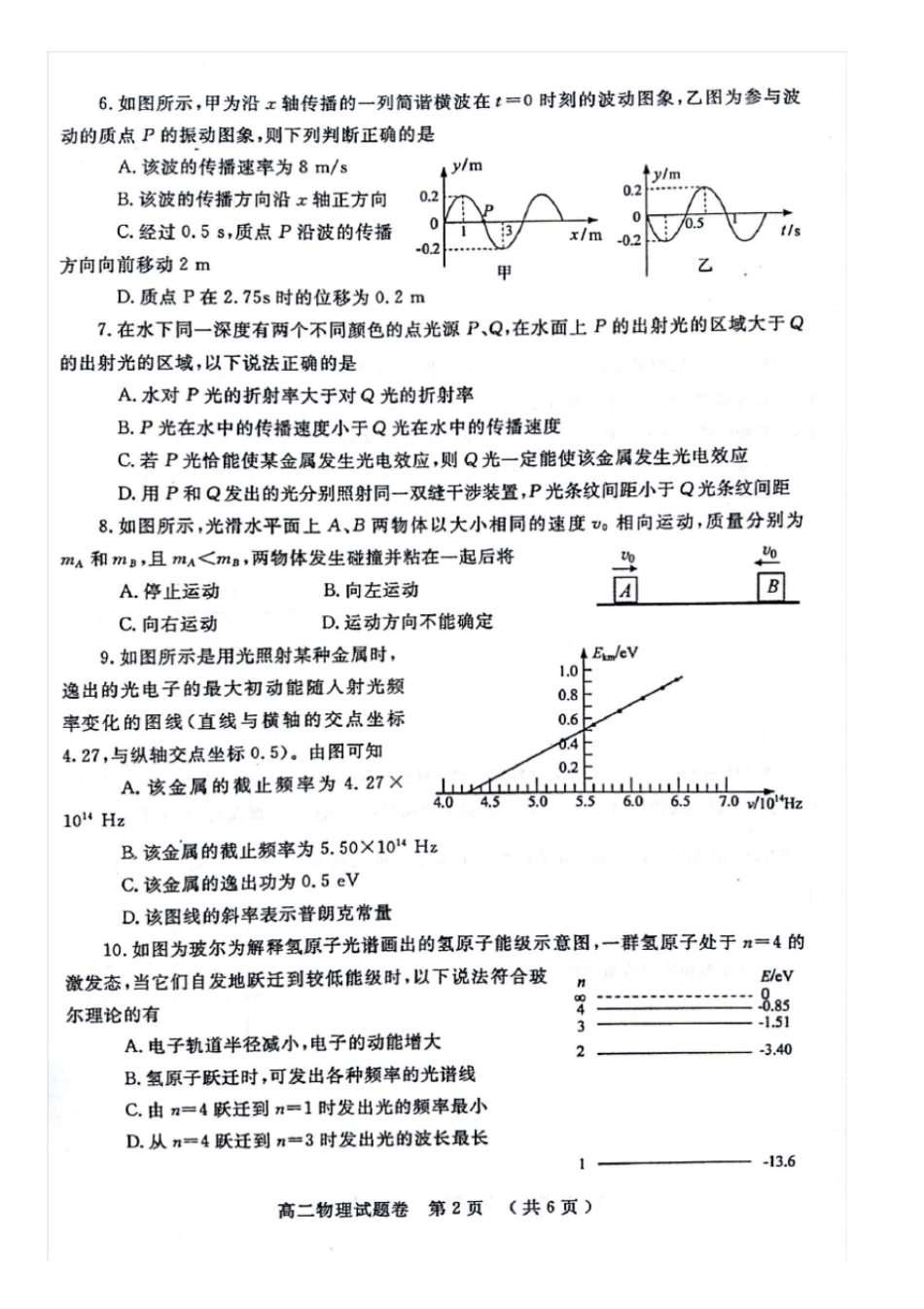 河南郑州2012016学年高二物理下学期期末考试试题扫描版_第2页