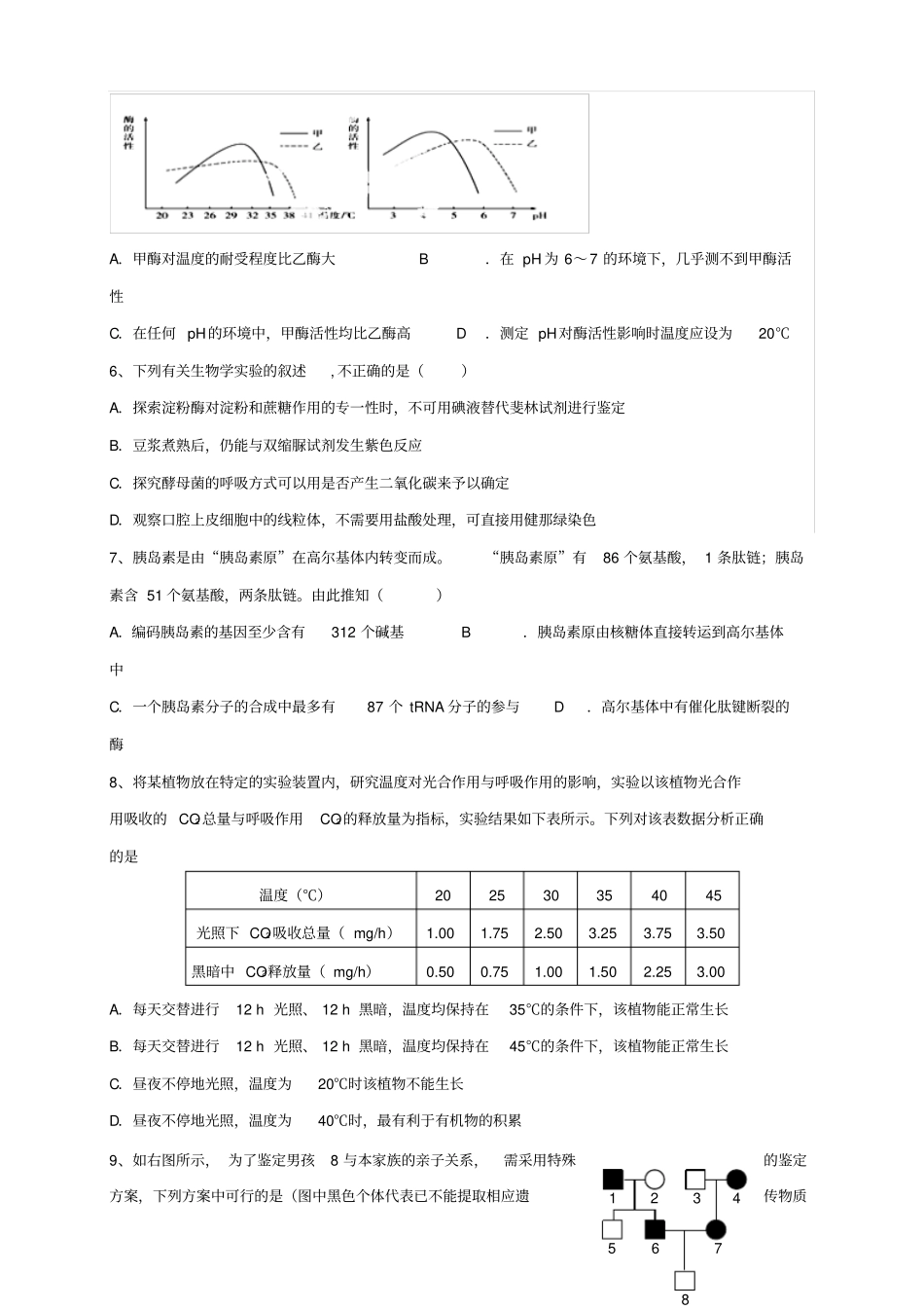 河南郑州第四十七中学高三上学期期中考试生物试题_第2页