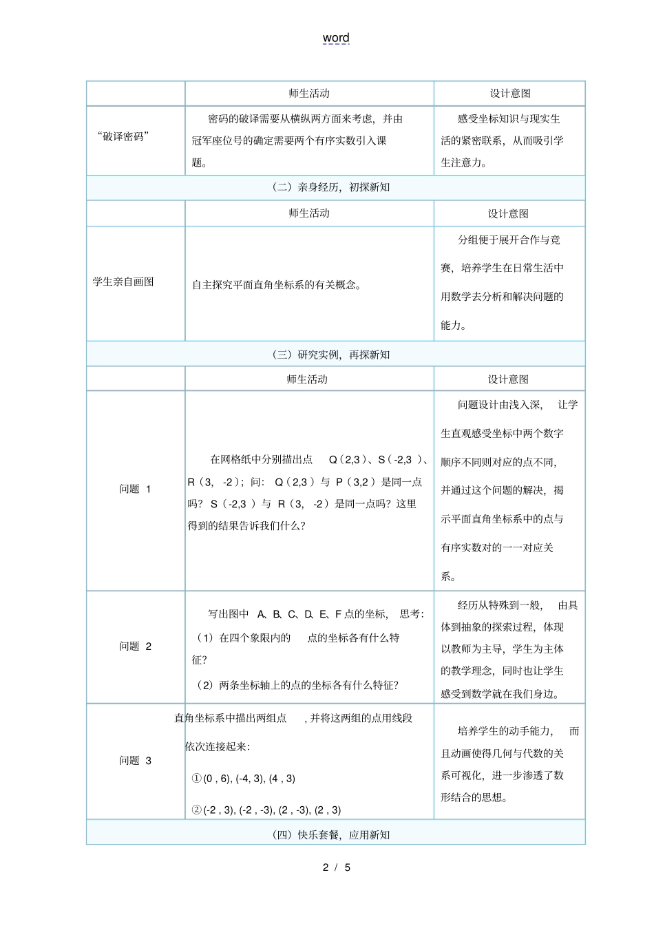 河南鹤壁外国语中学八年级数学下册171平面直角坐标系教学设计1新版华东师大版_第2页