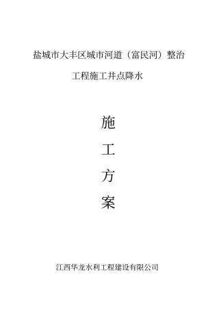 河道井点降水施工方案