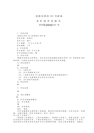 河道采砂采矿权评价报告