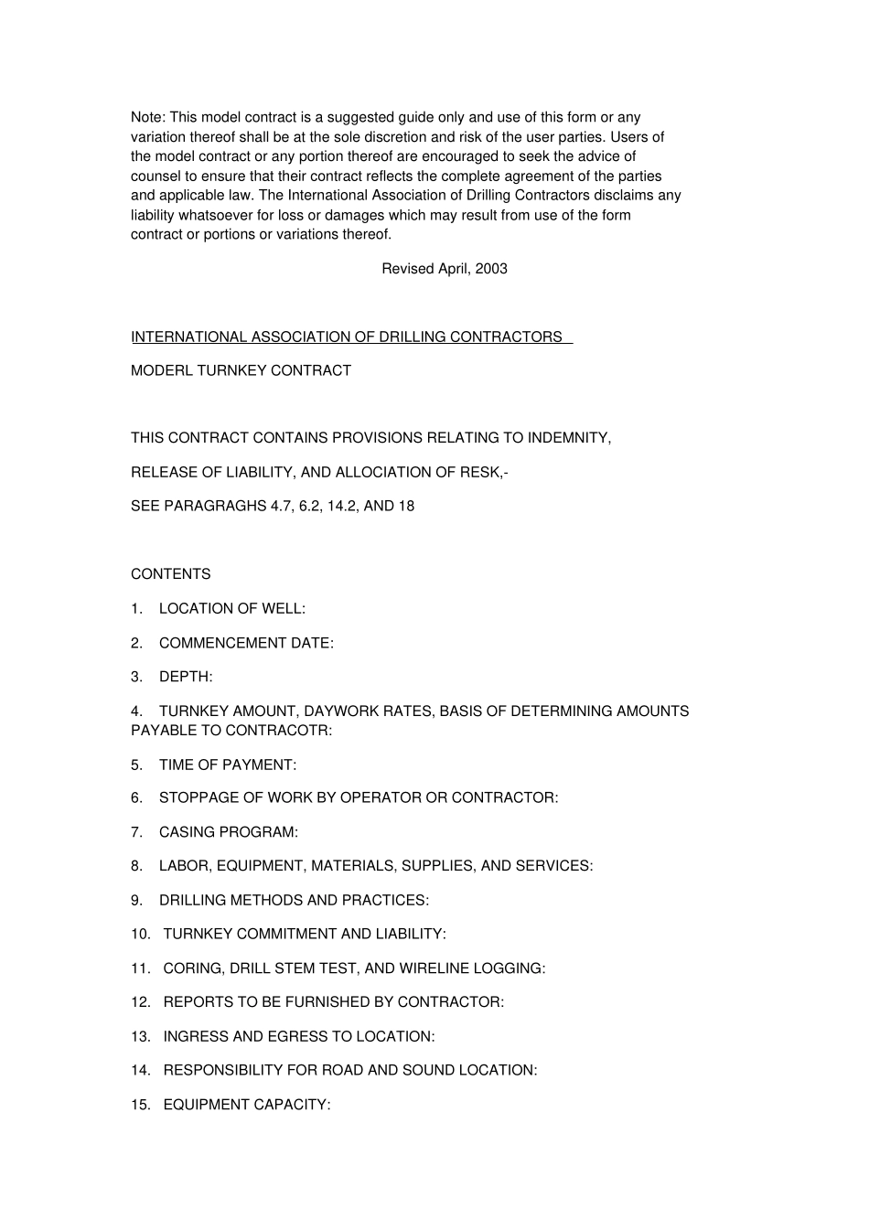 油田钻井服务合同英文版_第1页