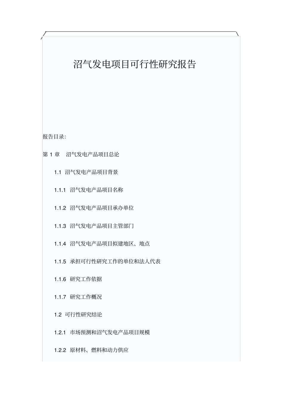 沼气发电项目可行性研究报告_第1页