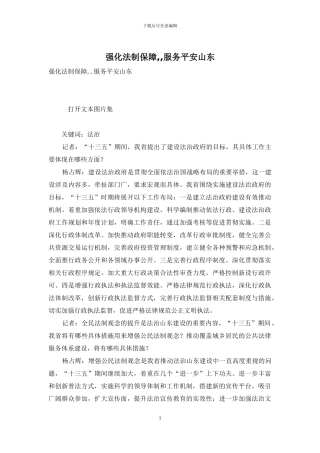 强化法制保障--服务平安山东