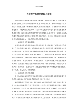 当前学校负债的风险与举措