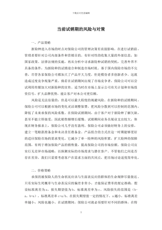 当前试销期的风险与对策