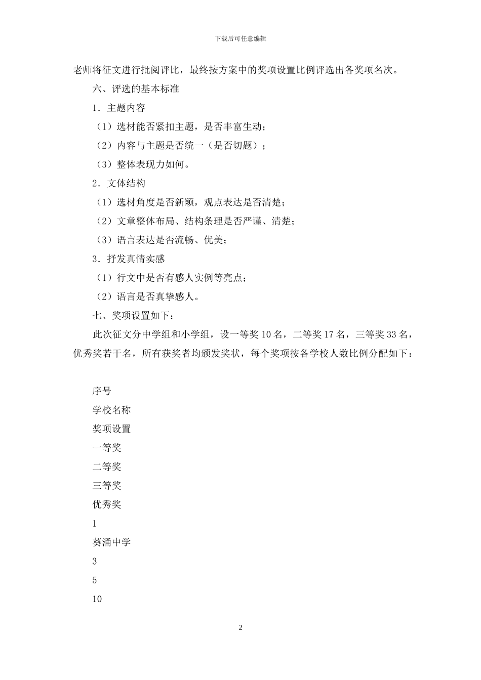 征文比赛活动方案_第2页