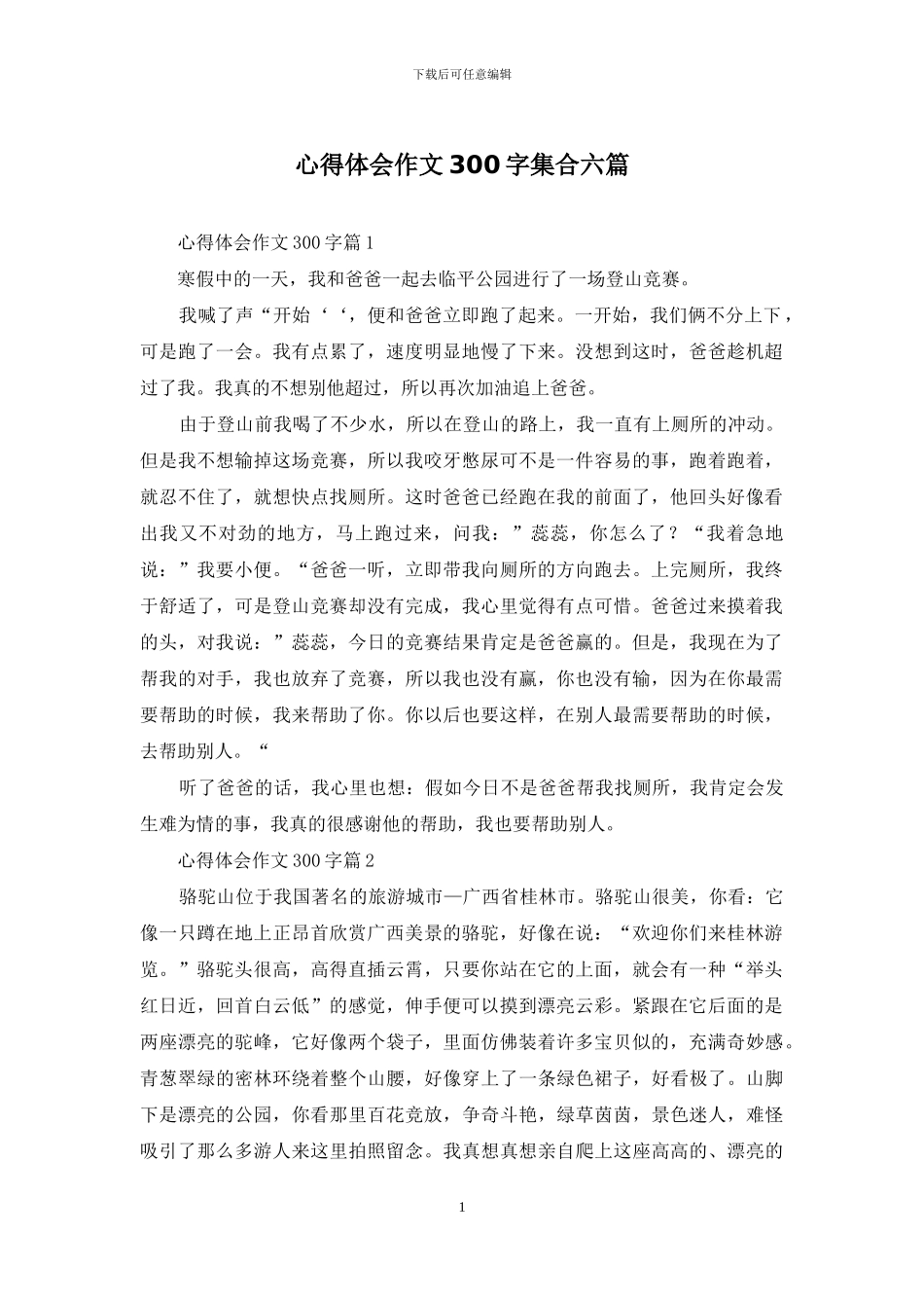 心得体会作文300字集合六篇_第1页