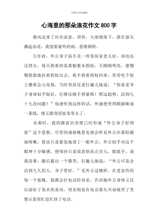 心海里的那朵浪花作文800字