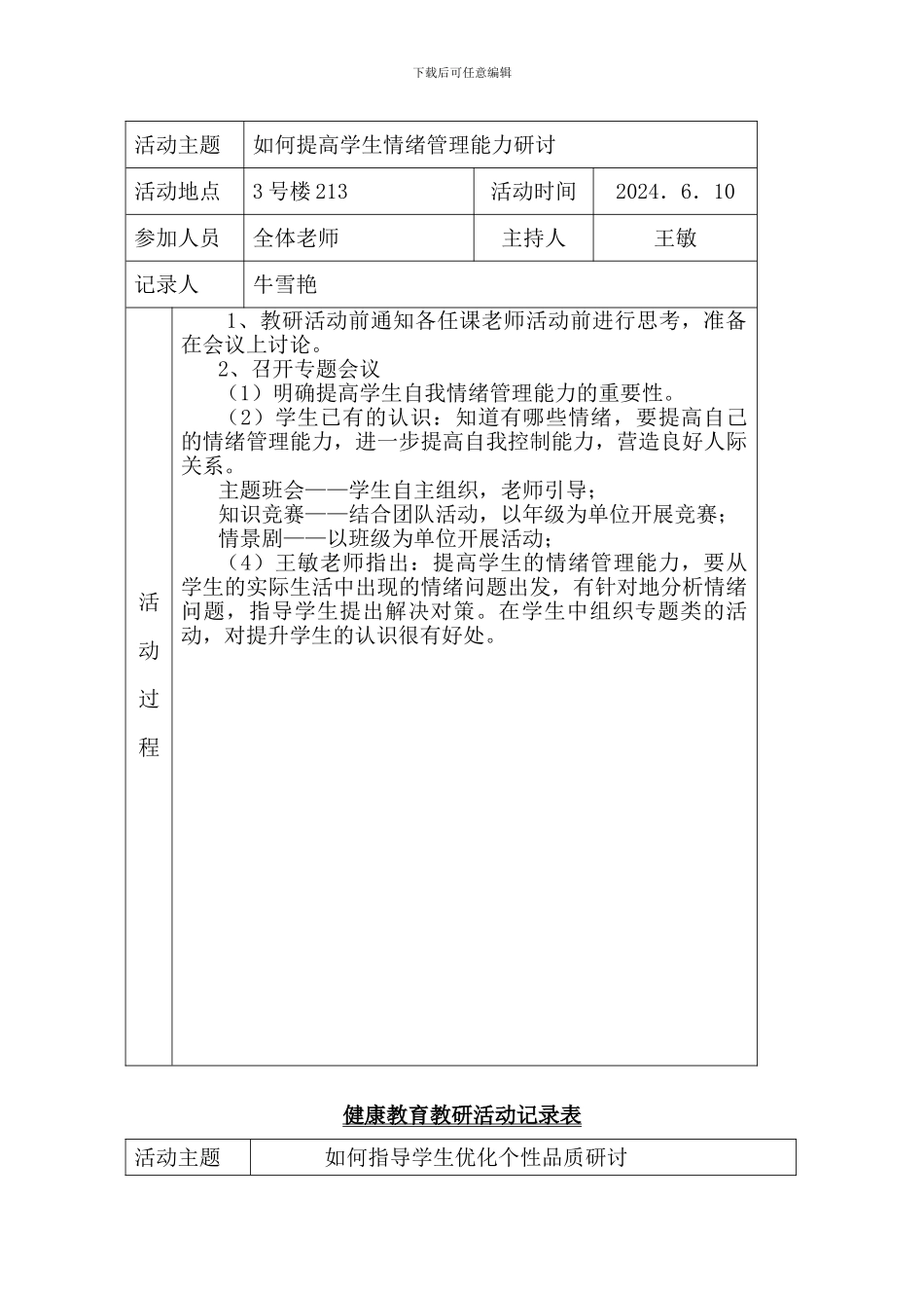 心理健康教育教研活动记录表---2_第2页