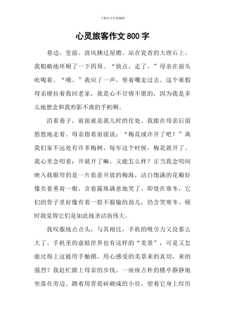 心灵旅客作文800字