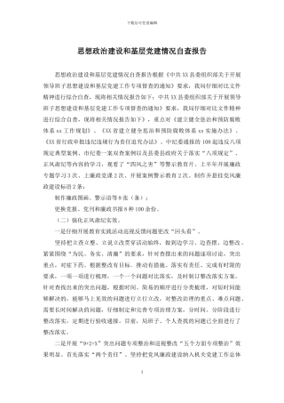 思想政治建设和基层党建情况自查报告