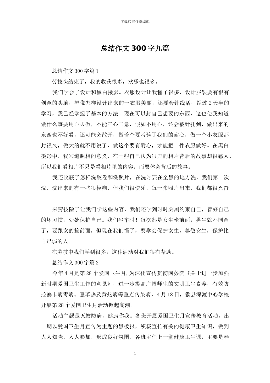 总结作文300字九篇-1_第1页