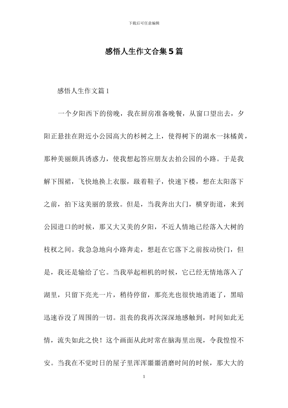 感悟人生作文合集5篇-2_第1页