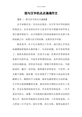 我与汉字的点点滴滴作文