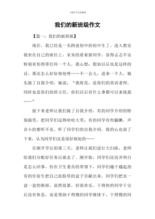 我们的新班级作文