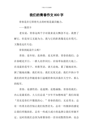 我们的青春作文800字-3
