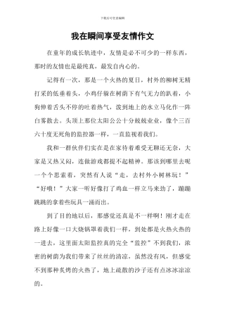 我在瞬间享受友情作文