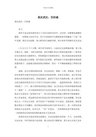 我在武汉：空的城