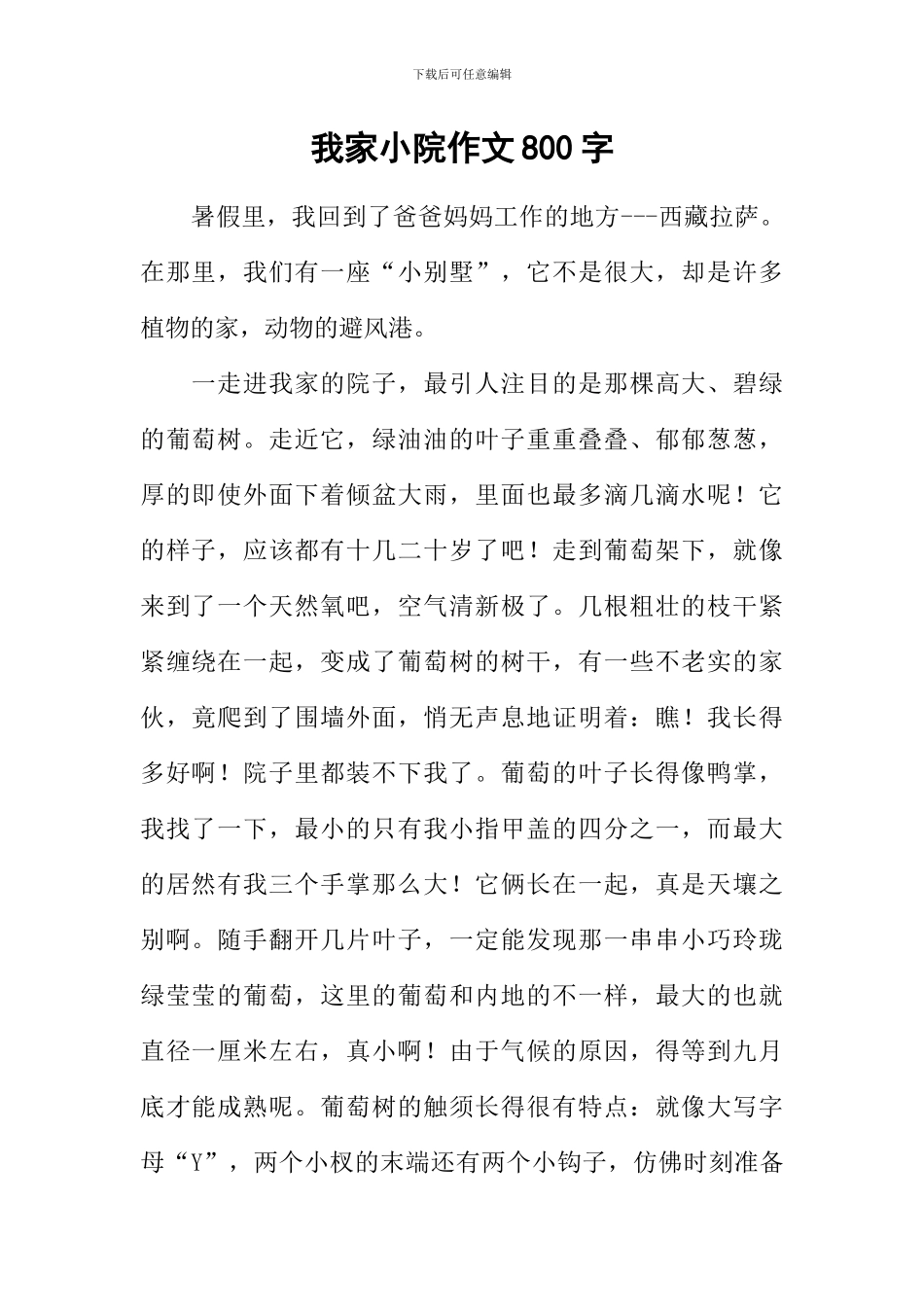 我家小院作文800字-1_第1页