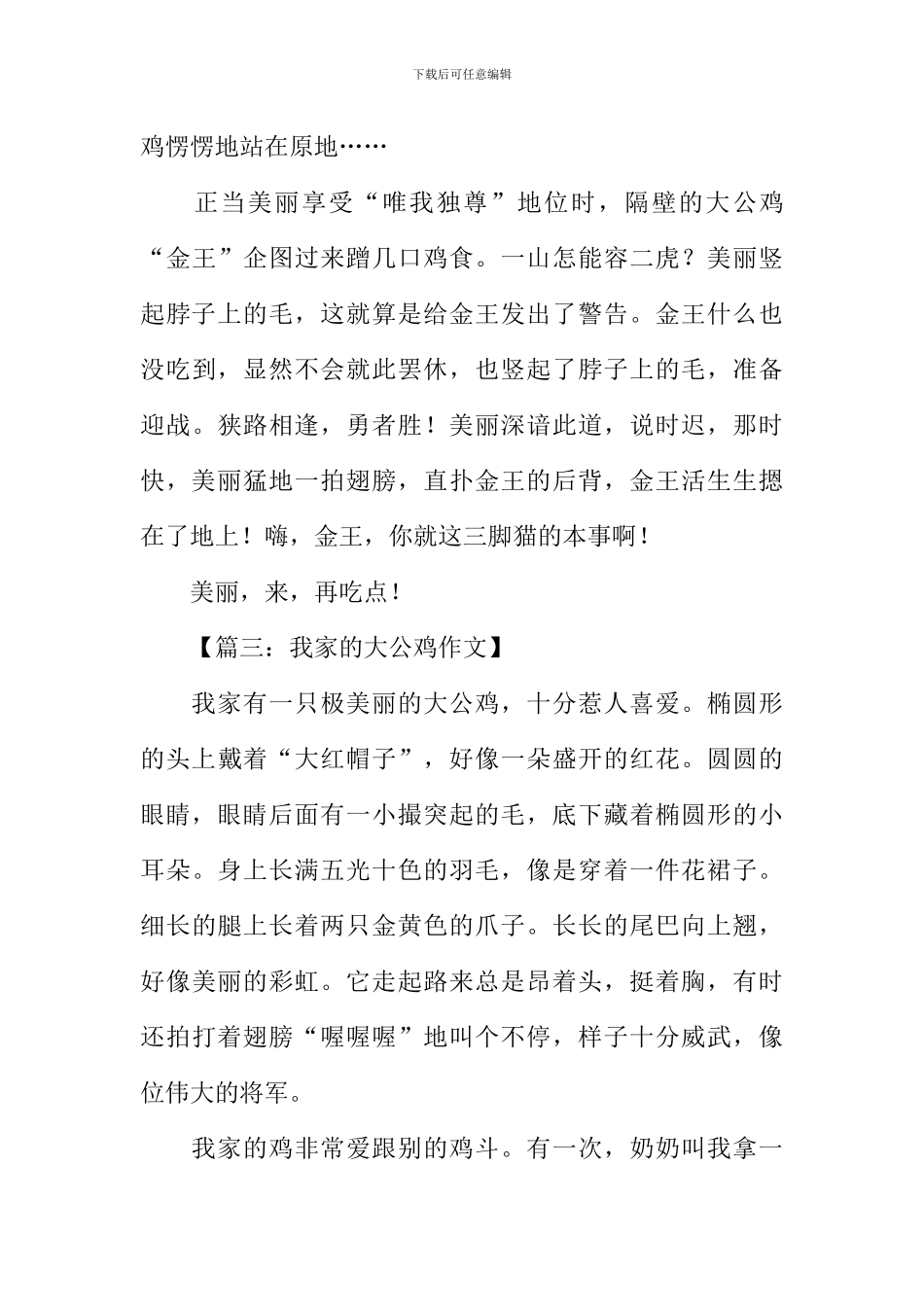 我家的大公鸡作文_第3页
