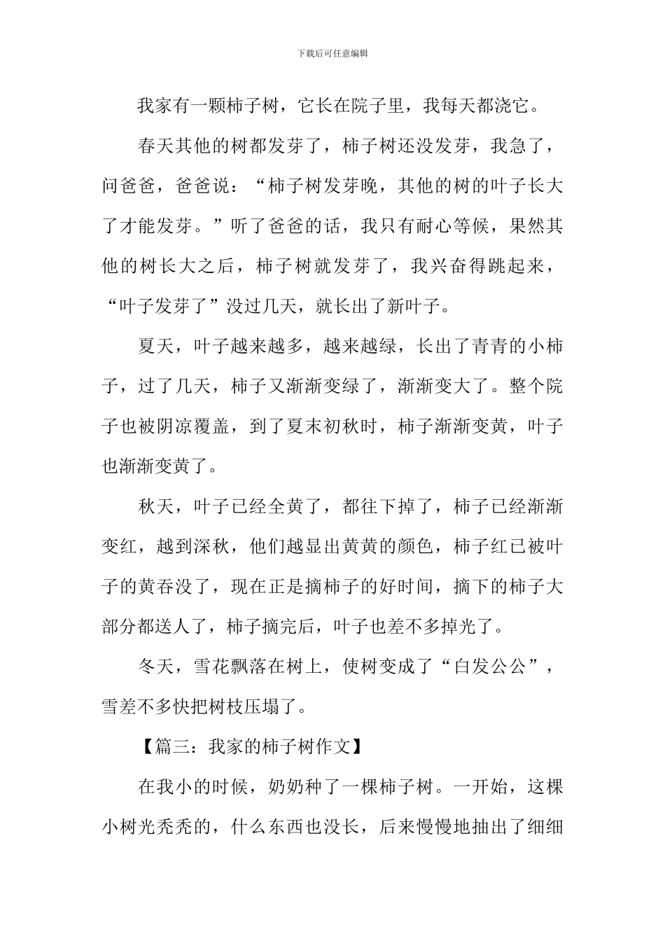 我家的柿子树作文300字_第2页