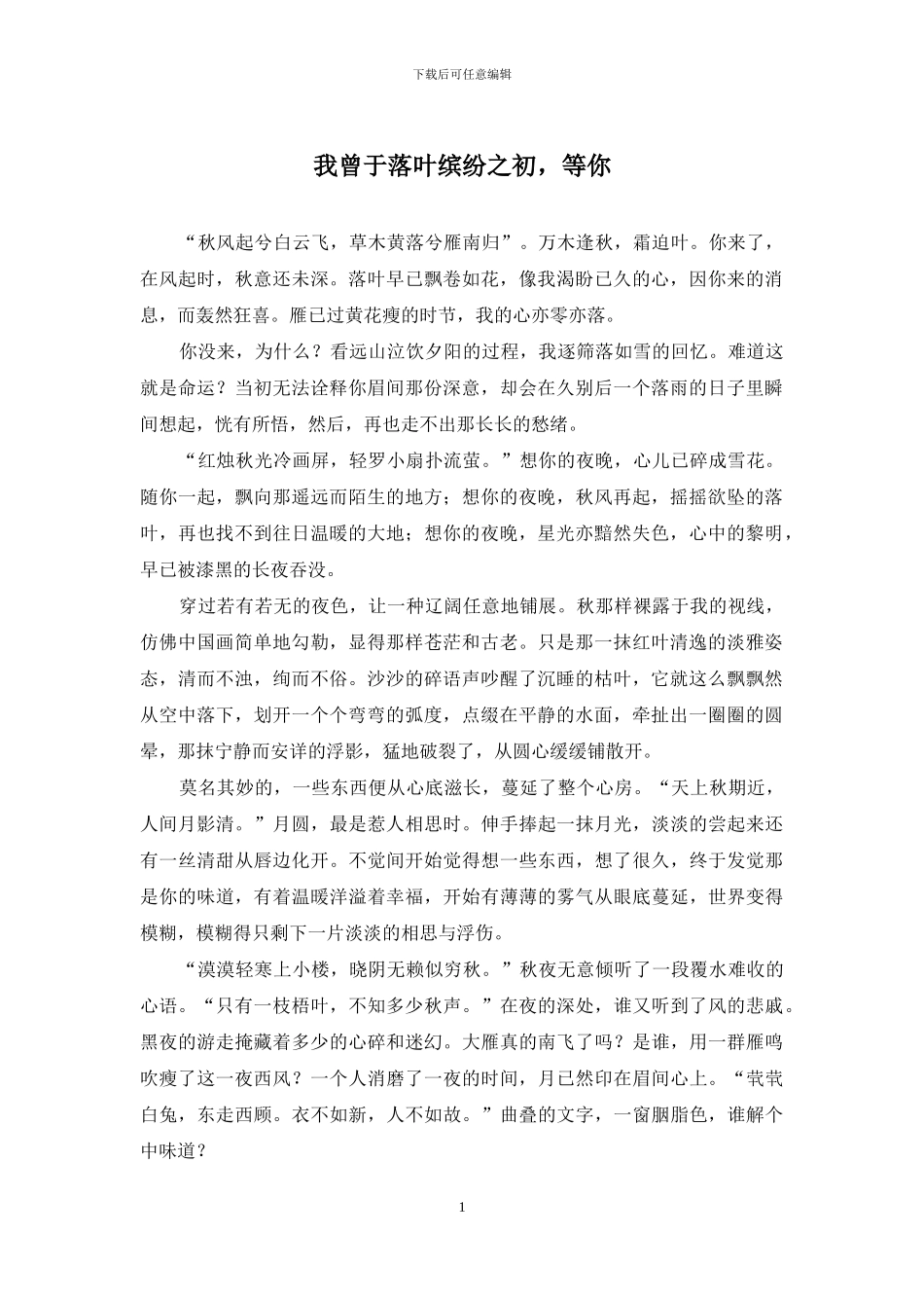 我曾于落叶缤纷之初-等你_第1页