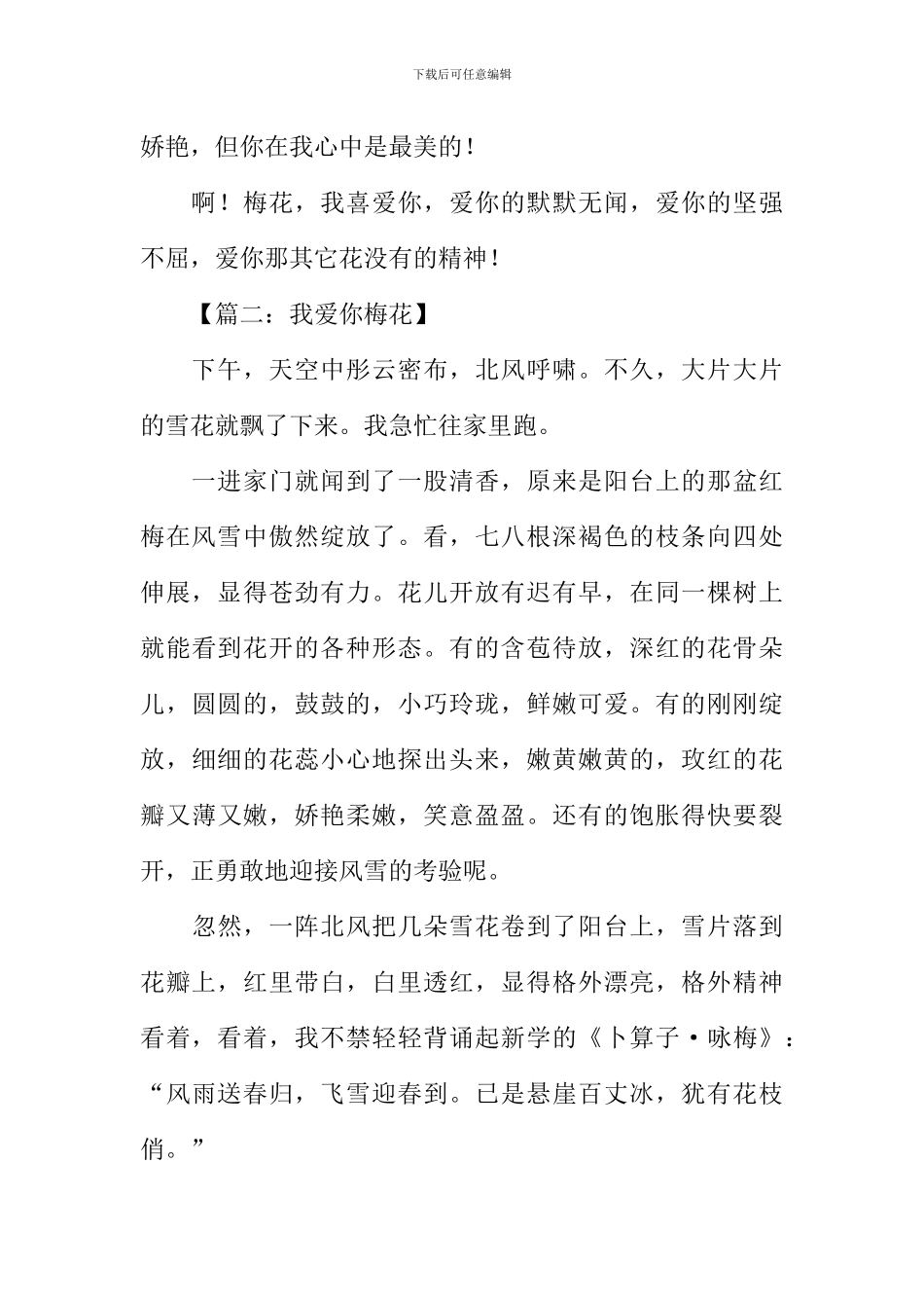 我爱你梅花作文_第2页