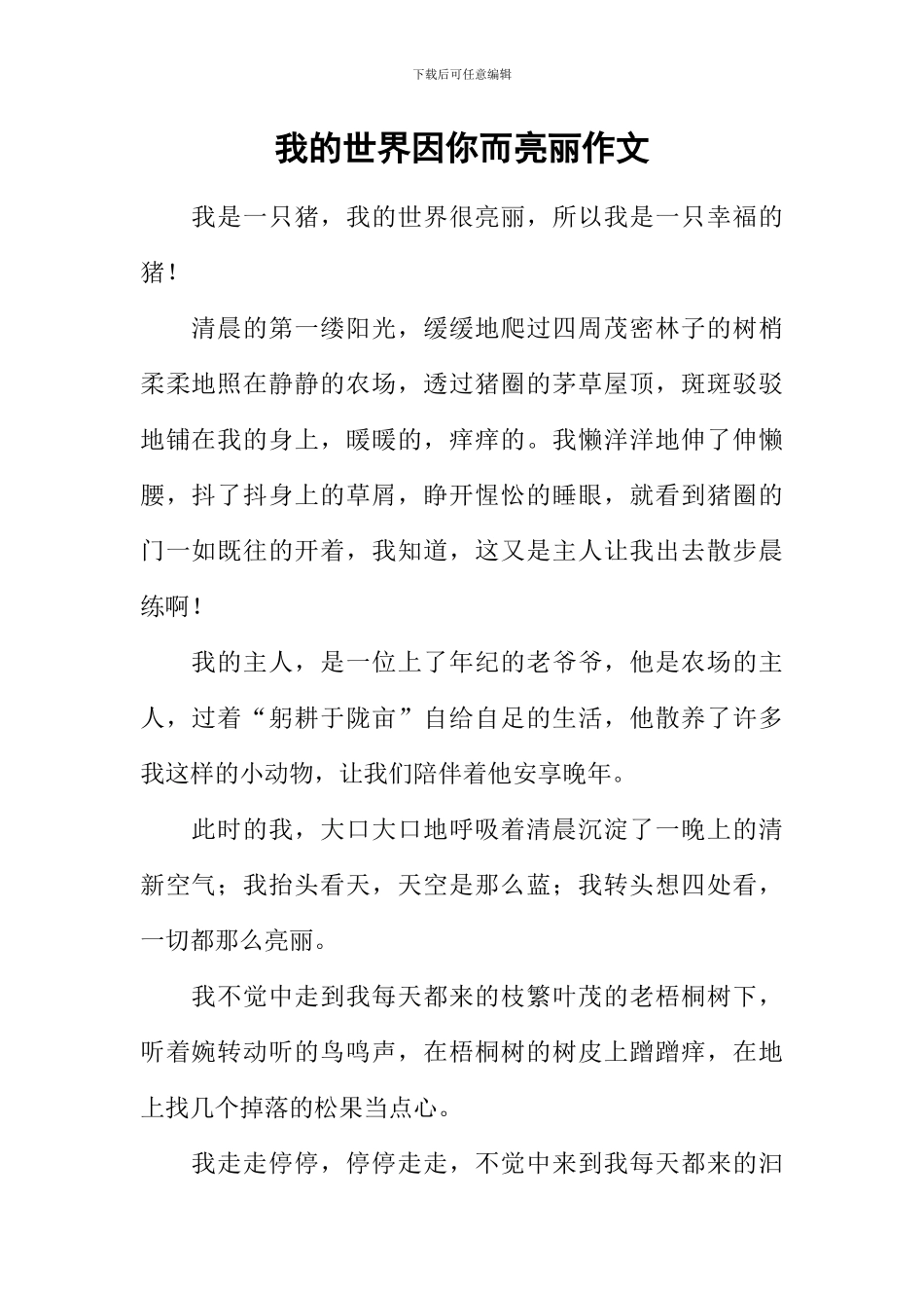 我的世界因你而亮丽作文-2_第1页