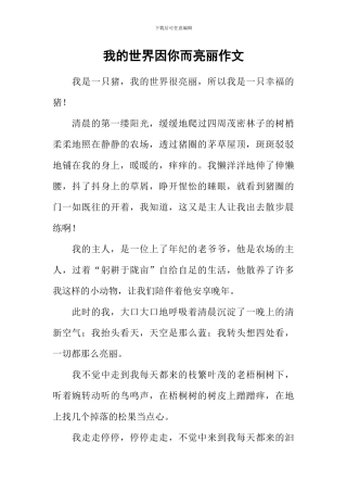 我的世界因你而亮丽作文-2