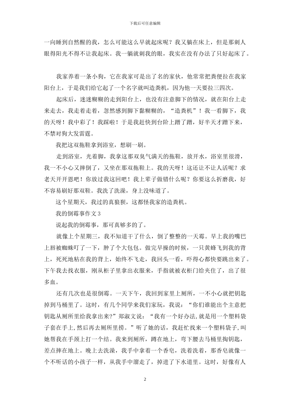 我的倒霉事作文3篇_第2页