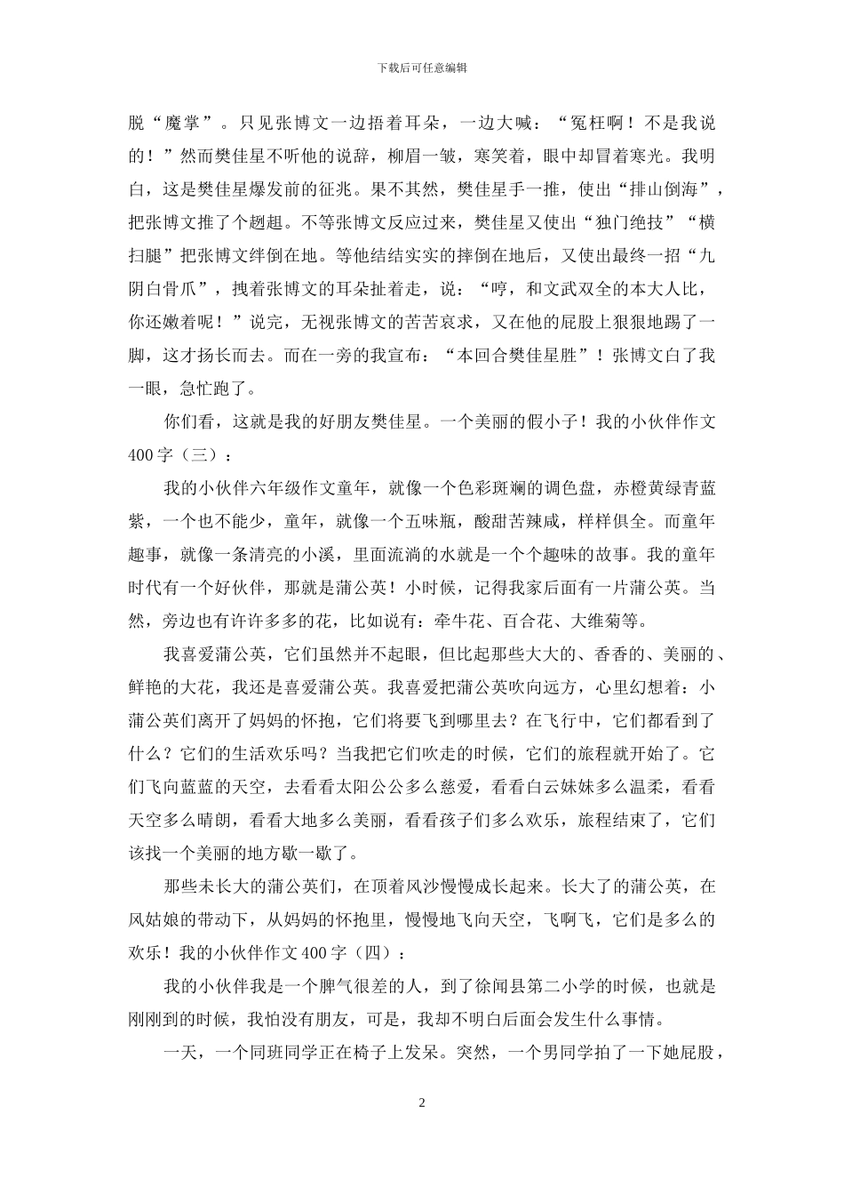 我的小伙伴作文400字25篇2024年_第2页
