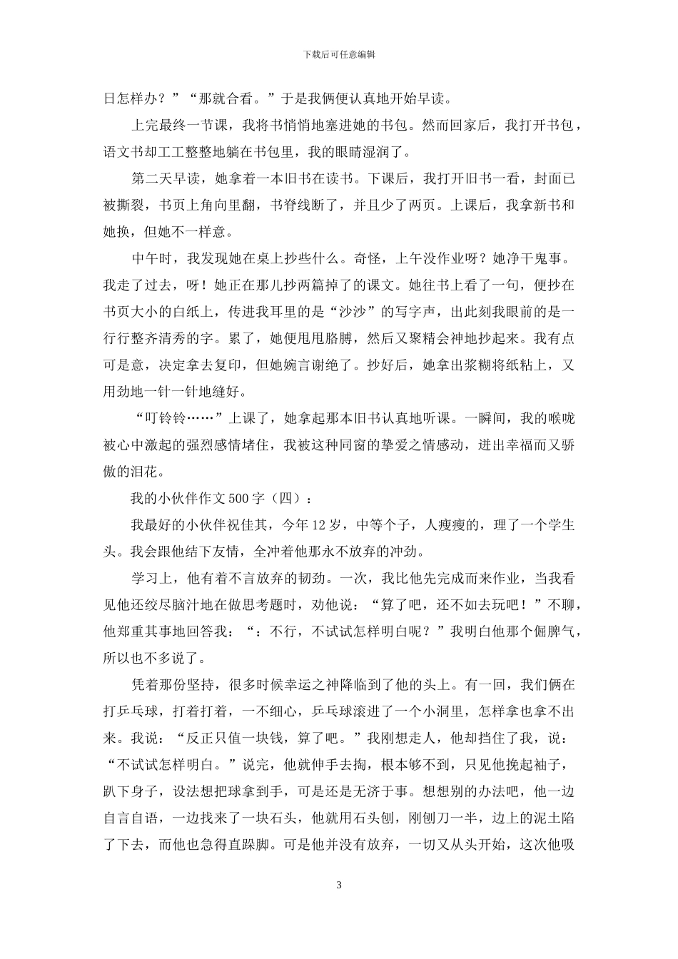 我的小伙伴作文500字20篇2024年_第3页
