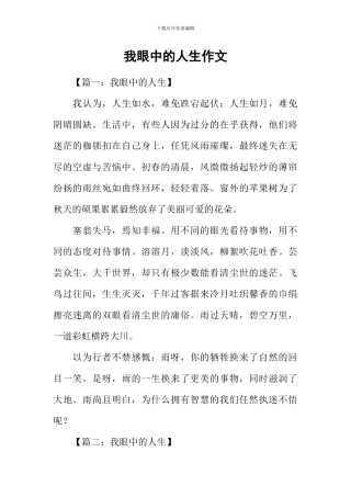 我眼中的人生作文