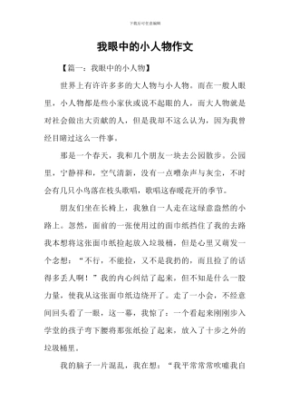 我眼中的小人物作文
