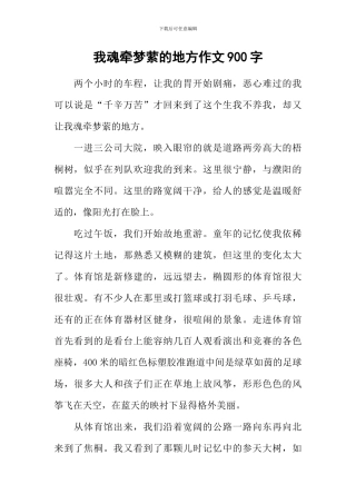 我魂牵梦萦的地方作文900字