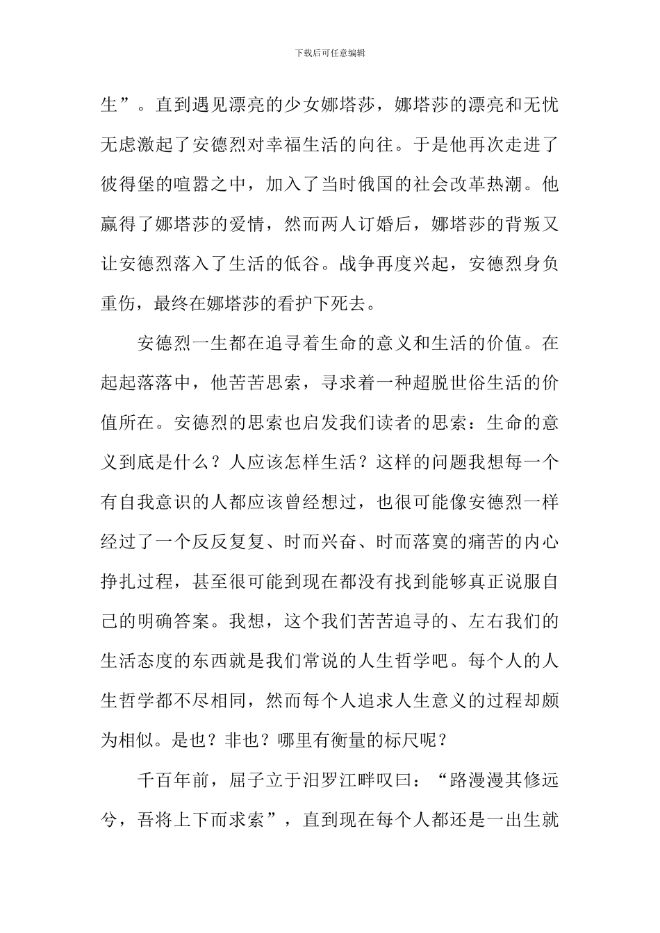 战争与和平读后感-1_第2页