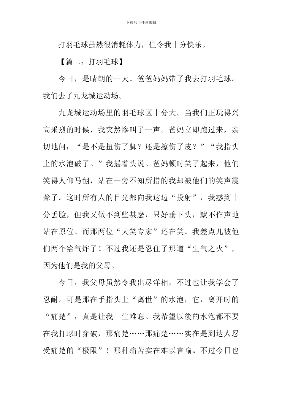 打羽毛球的作文500字_第2页
