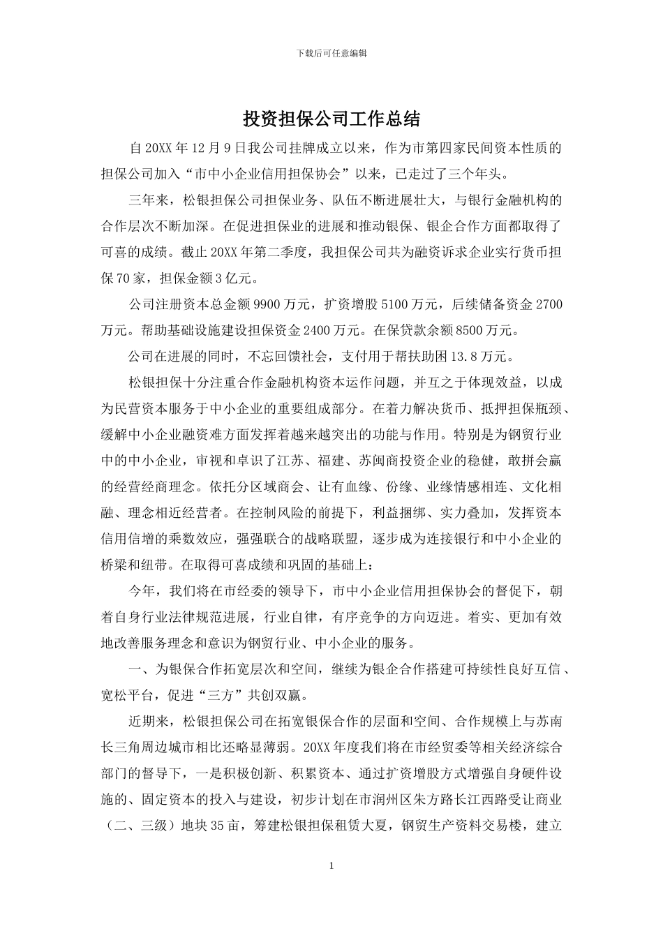 投资担保公司工作总结_第1页