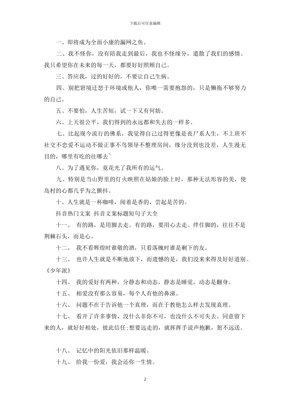 抖音热门-抖音热门文案-抖音文案标题短句子大全-1_第2页