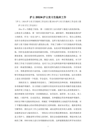 护士2024护士实习生临床工作