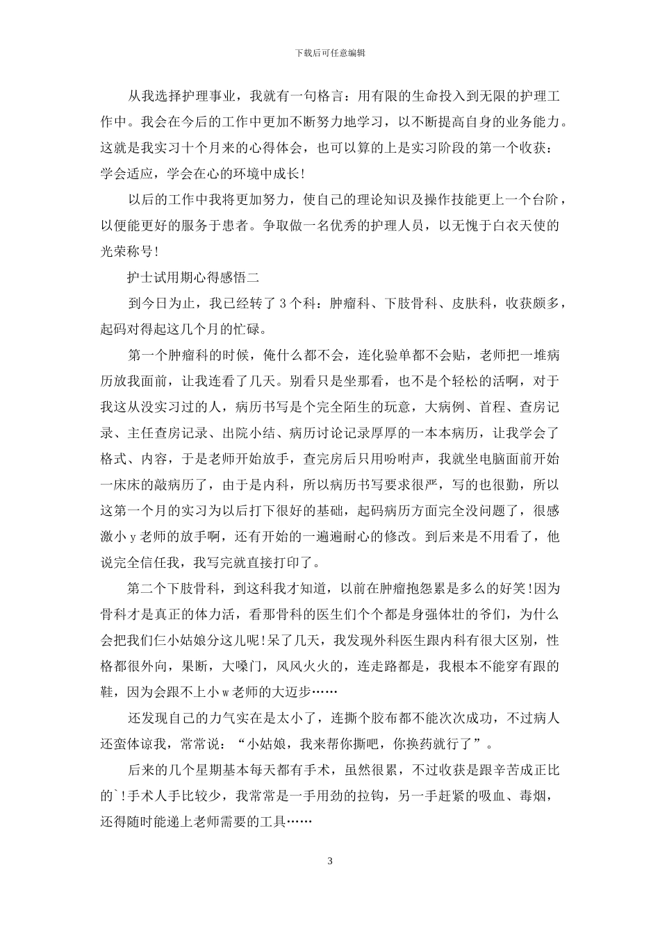 护士试用期心得感悟_第3页